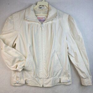 Misty Valley Womens 80s White Small Lightweight Jacket Quilted Accents Grandma